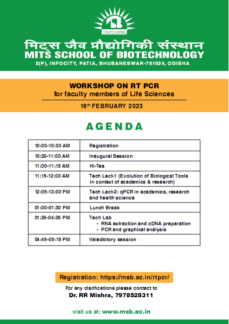Workshop on RT PCR for faculty members of Life Sciences